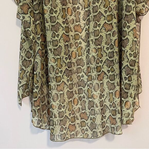 Honeyme Curvy Snake Print Chiffon Cardigan Wrap Longline Open Front Size Large - Picture 8 of 8
